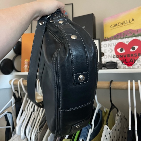 Y2K Coach Black Leather Zoe Shoulder Bag - Picture 10 of 15